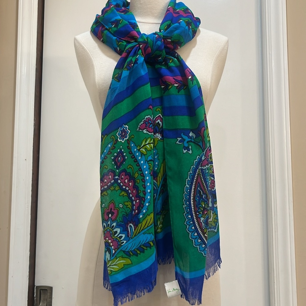 Vera Bradley blue and green paisley print scarf - Picture 12 of 15